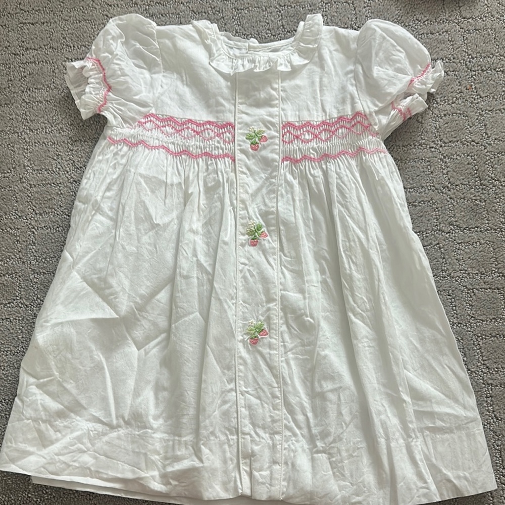 White and Pink Kids Casual Dress